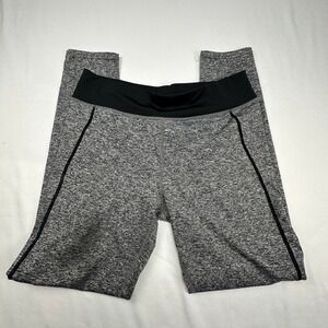 Universal Fashion Women XL Gray Space Dye Athletic Leggings Black Trim Heathered
